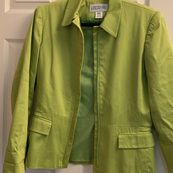 Jones New York Country Women's Lime Green Zip Jacket Size 8 - Picture 6 of 6